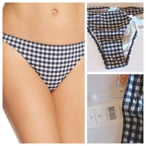 Tory Burch Swim Bikini Bottom Gingham Navy Blue White XSmall Small NWT